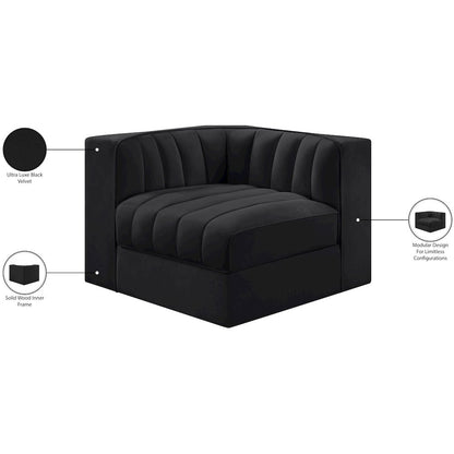 Rummi Black Velvet Performance Fabric Upholstered Modular Chair
