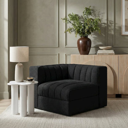 Rummi Black Velvet Performance Fabric Upholstered Modular Chair
