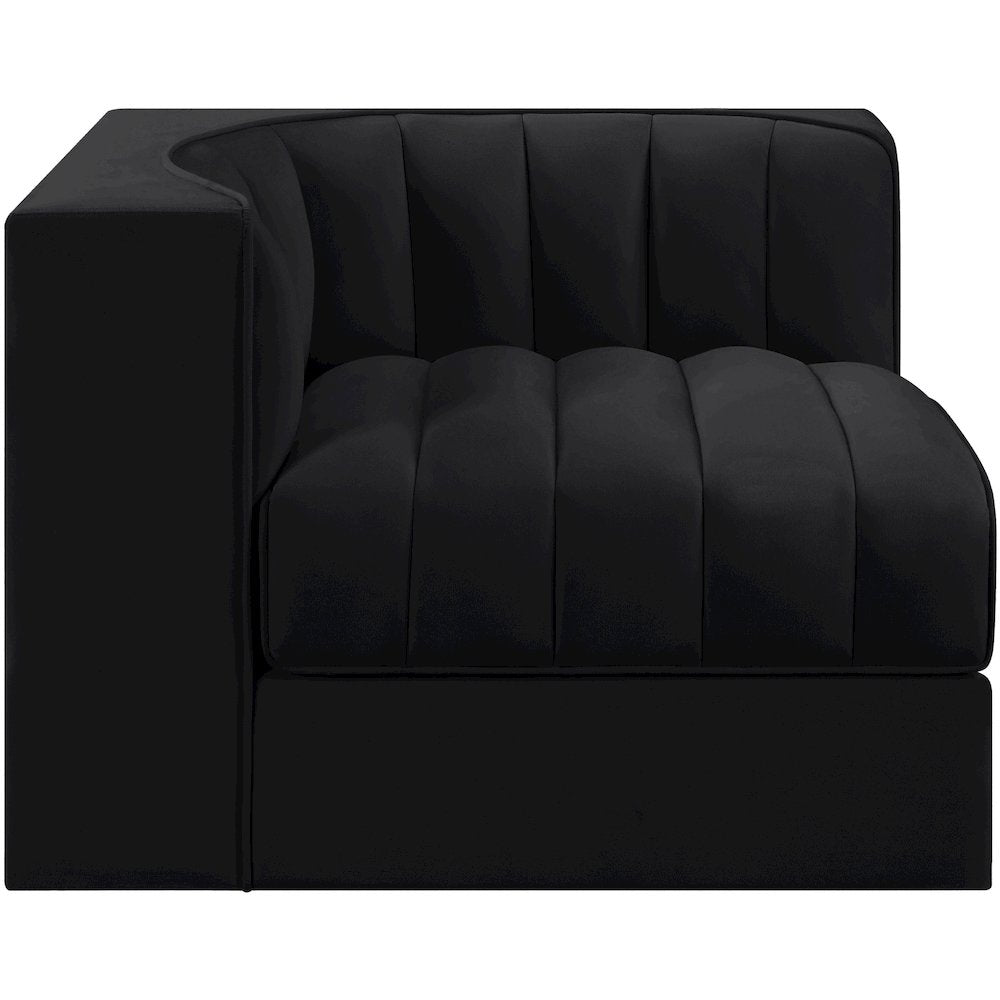 Rummi Black Velvet Performance Fabric Upholstered Modular Chair