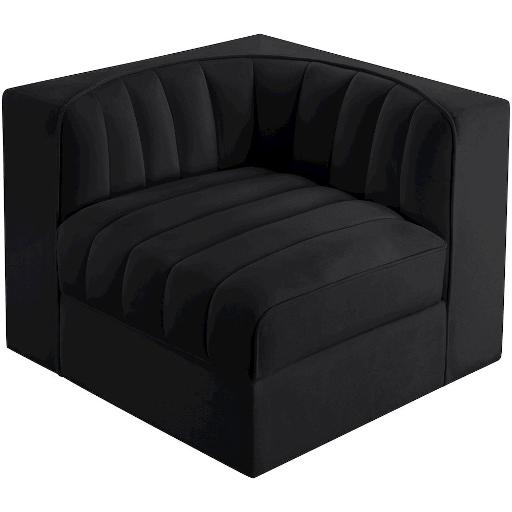 Rummi Black Velvet Performance Fabric Upholstered Modular Chair