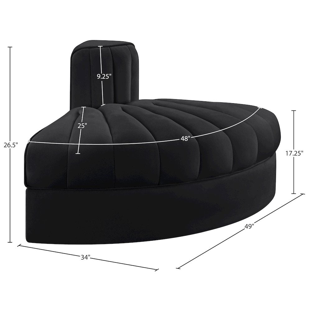 Rummi Black Velvet Performance Fabric Upholstered Modular Chair
