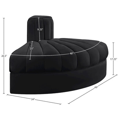 Rummi Black Velvet Performance Fabric Upholstered Modular Chair
