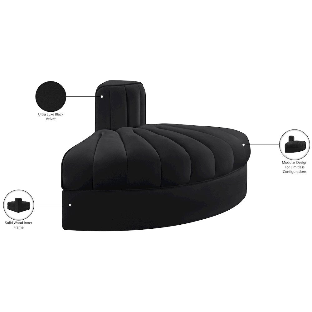 Rummi Black Velvet Performance Fabric Upholstered Modular Chair