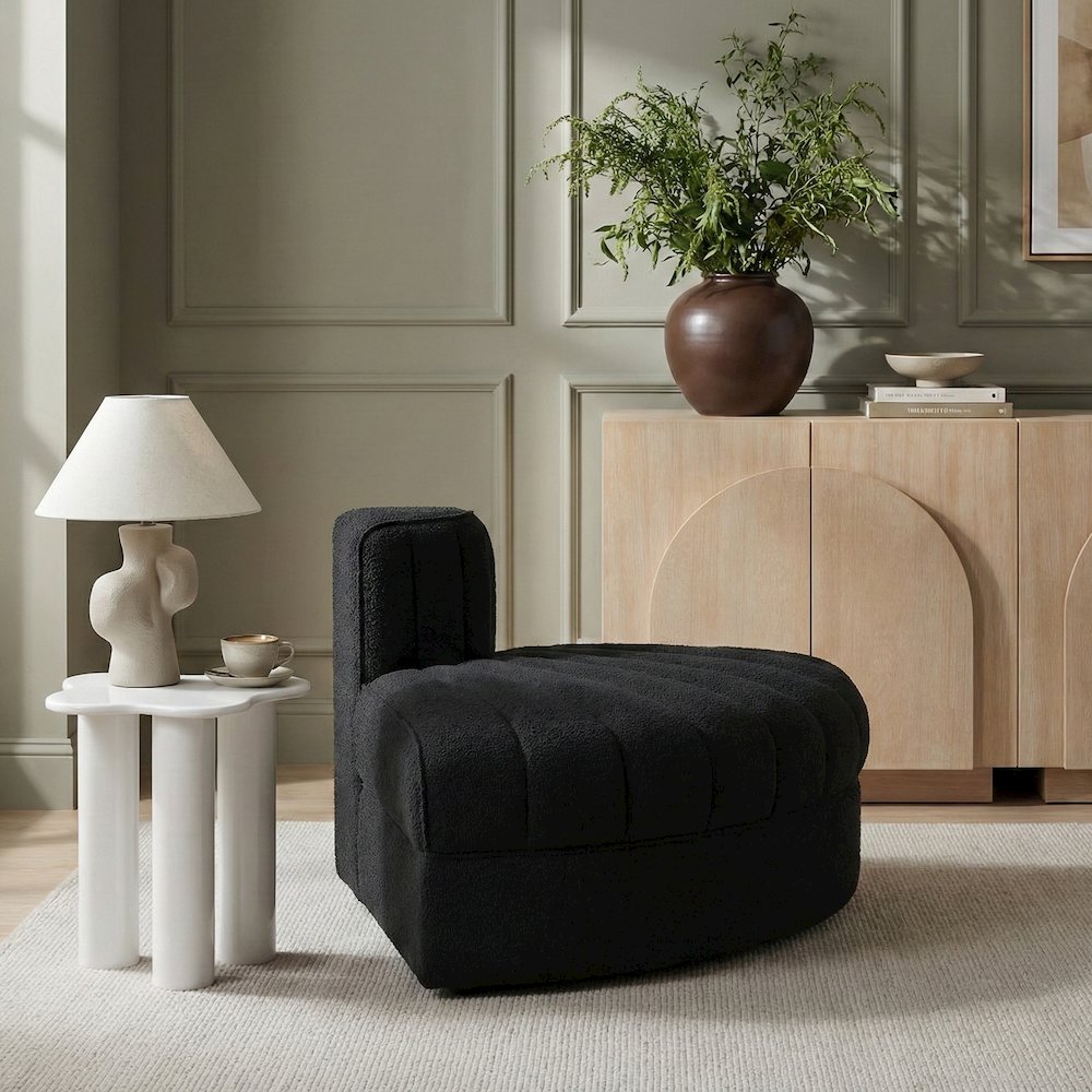 Rummi Black Velvet Performance Fabric Upholstered Modular Chair