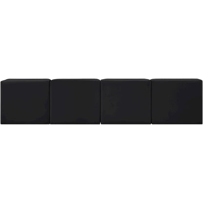 Rummi Black Velvet Performance Fabric Upholstered 4pc. Modular Sofa