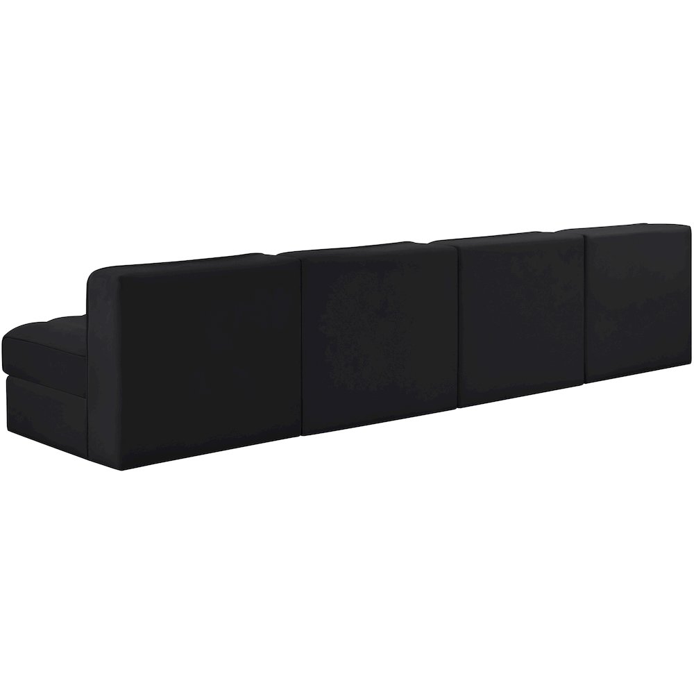 Rummi Black Velvet Performance Fabric Upholstered 4pc. Modular Sofa