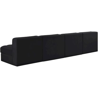 Rummi Black Velvet Performance Fabric Upholstered 4pc. Modular Sofa