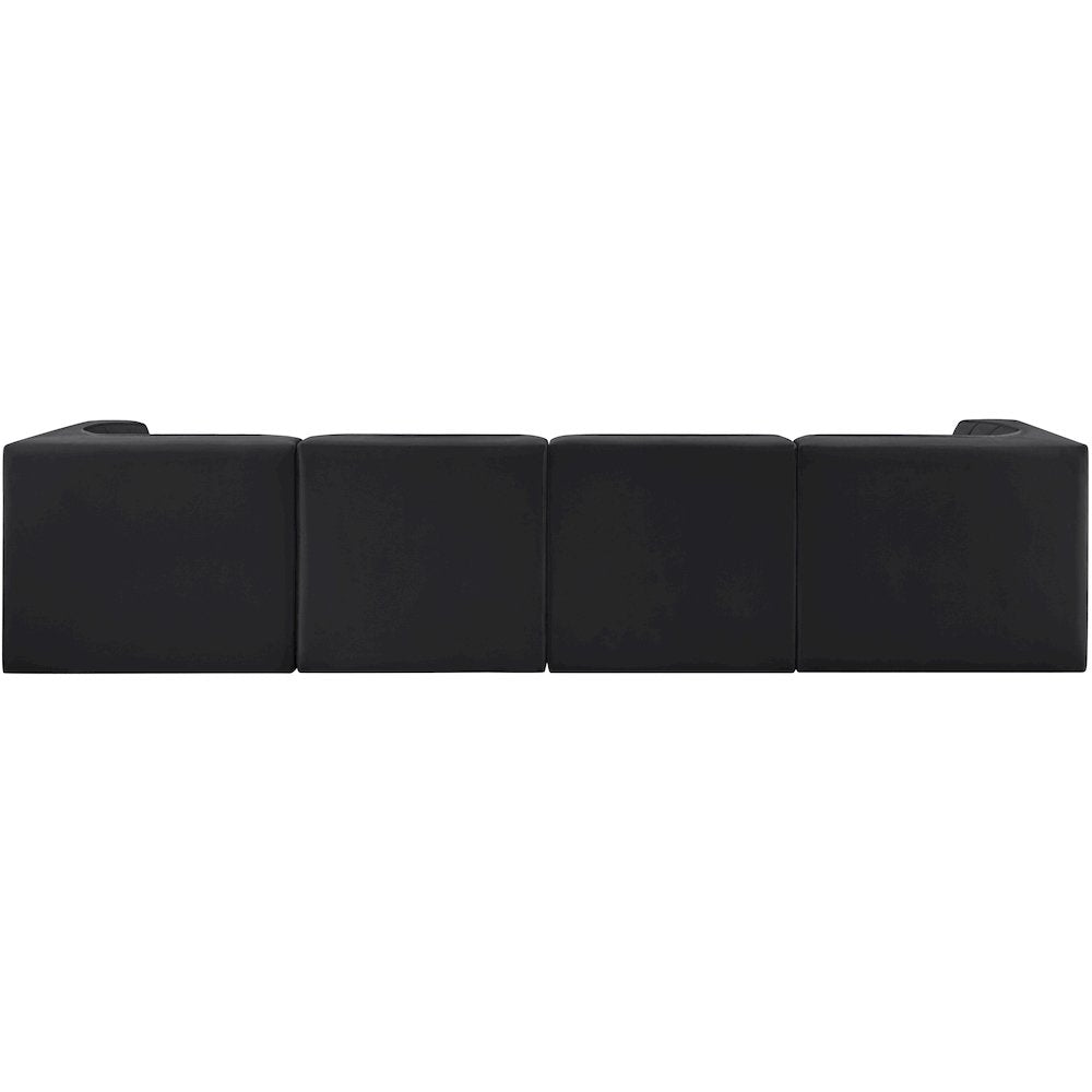 Rummi Black Velvet Performance Fabric Upholstered 4pc. Modular Sofa