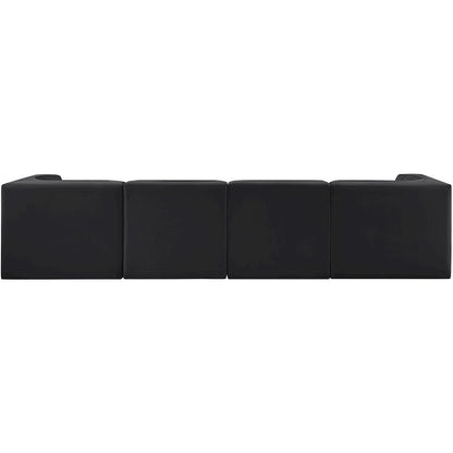Rummi Black Velvet Performance Fabric Upholstered 4pc. Modular Sofa