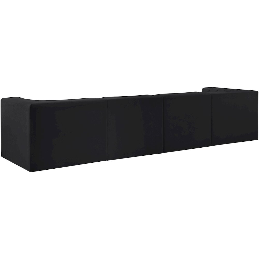 Rummi Black Velvet Performance Fabric Upholstered 4pc. Modular Sofa