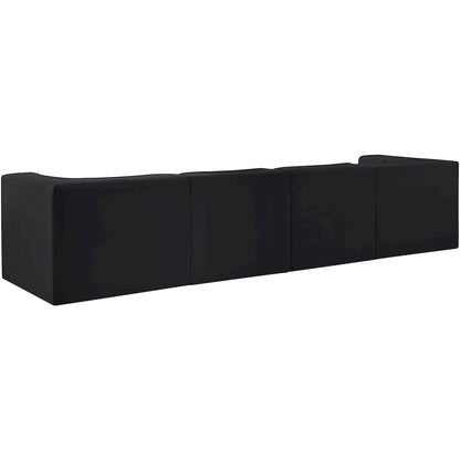 Rummi Black Velvet Performance Fabric Upholstered 4pc. Modular Sofa