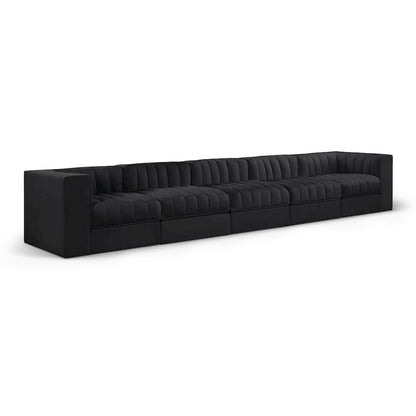 Rummi Black Velvet Performance Fabric Upholstered 5pc. Modular Sofa