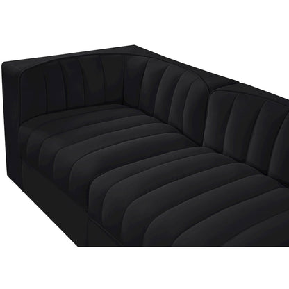 Rummi Black Velvet Performance Fabric Upholstered 5pc. Modular Sofa