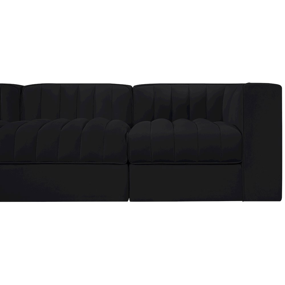 Rummi Black Velvet Performance Fabric Upholstered 5pc. Modular Sofa