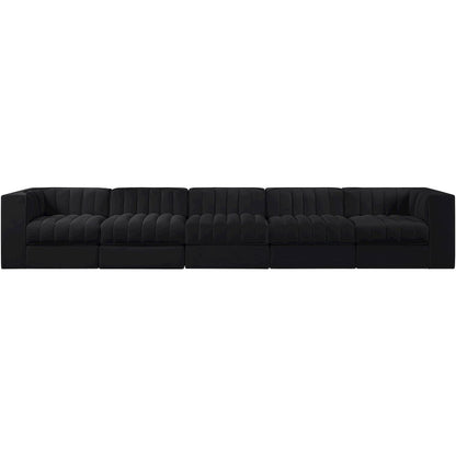Rummi Black Velvet Performance Fabric Upholstered 5pc. Modular Sofa