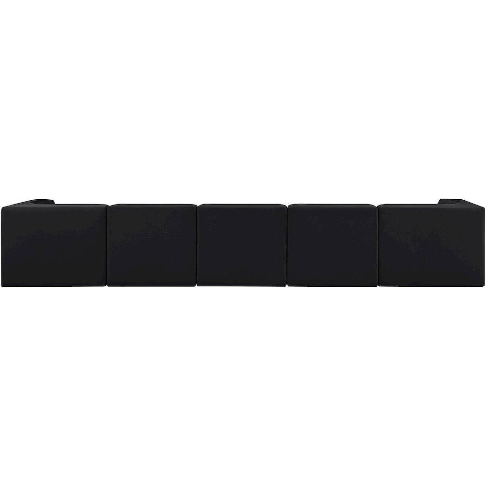 Rummi Black Velvet Performance Fabric Upholstered 5pc. Modular Sofa