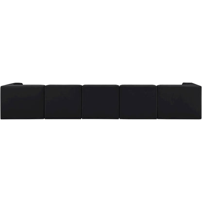 Rummi Black Velvet Performance Fabric Upholstered 5pc. Modular Sofa