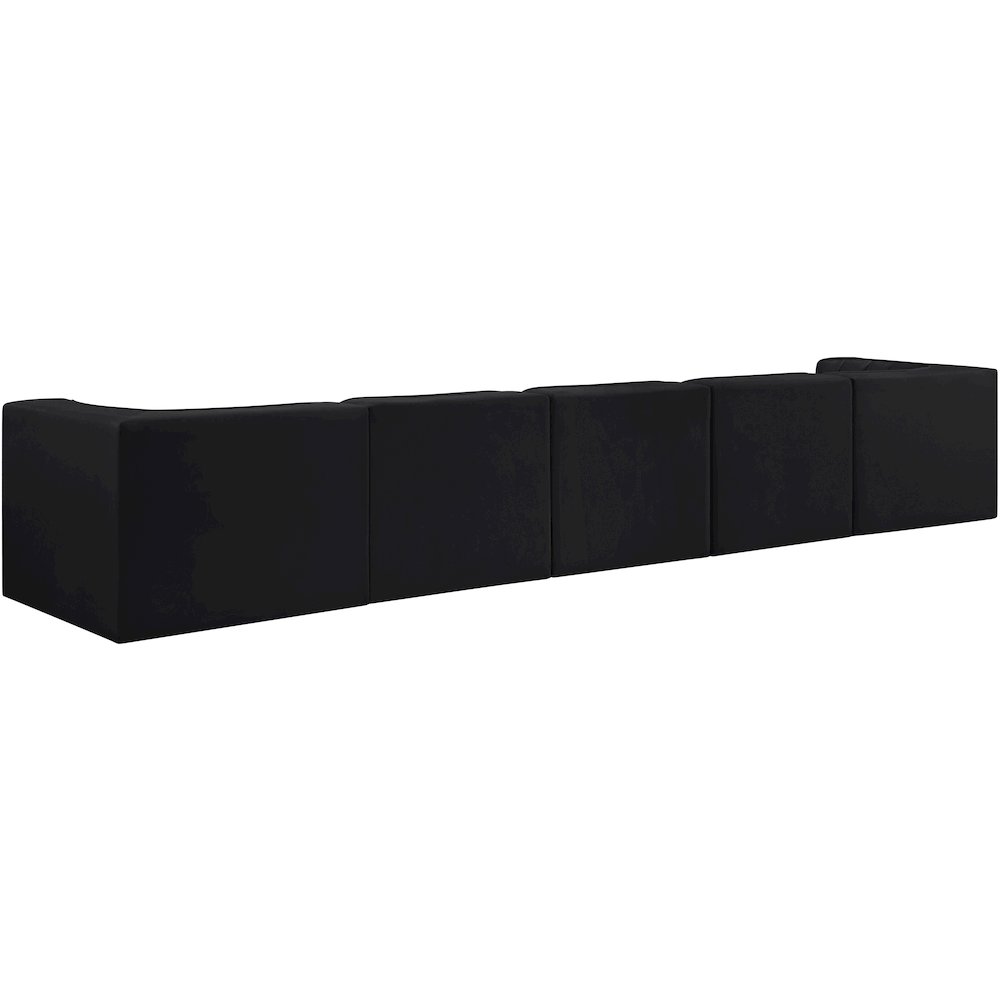 Rummi Black Velvet Performance Fabric Upholstered 5pc. Modular Sofa
