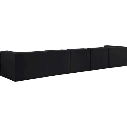 Rummi Black Velvet Performance Fabric Upholstered 5pc. Modular Sofa