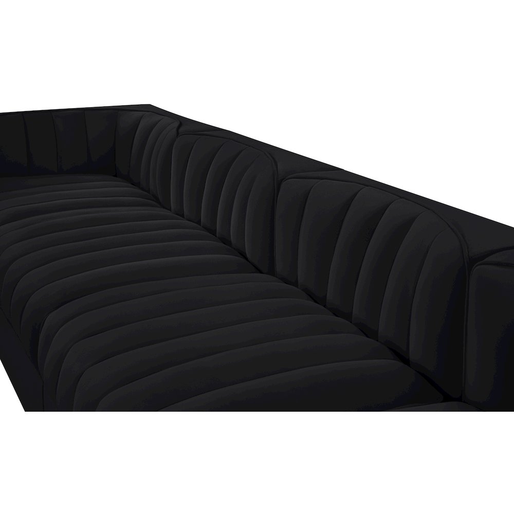 Rummi Black Velvet Performance Fabric Upholstered 5pc. Modular Sofa