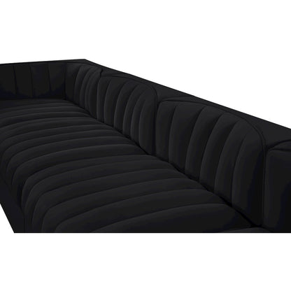Rummi Black Velvet Performance Fabric Upholstered 5pc. Modular Sofa