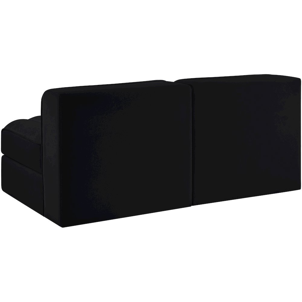 Rummi Black Velvet Performance Fabric Upholstered 2pc. Modular Loveseat