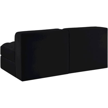Rummi Black Velvet Performance Fabric Upholstered 2pc. Modular Loveseat