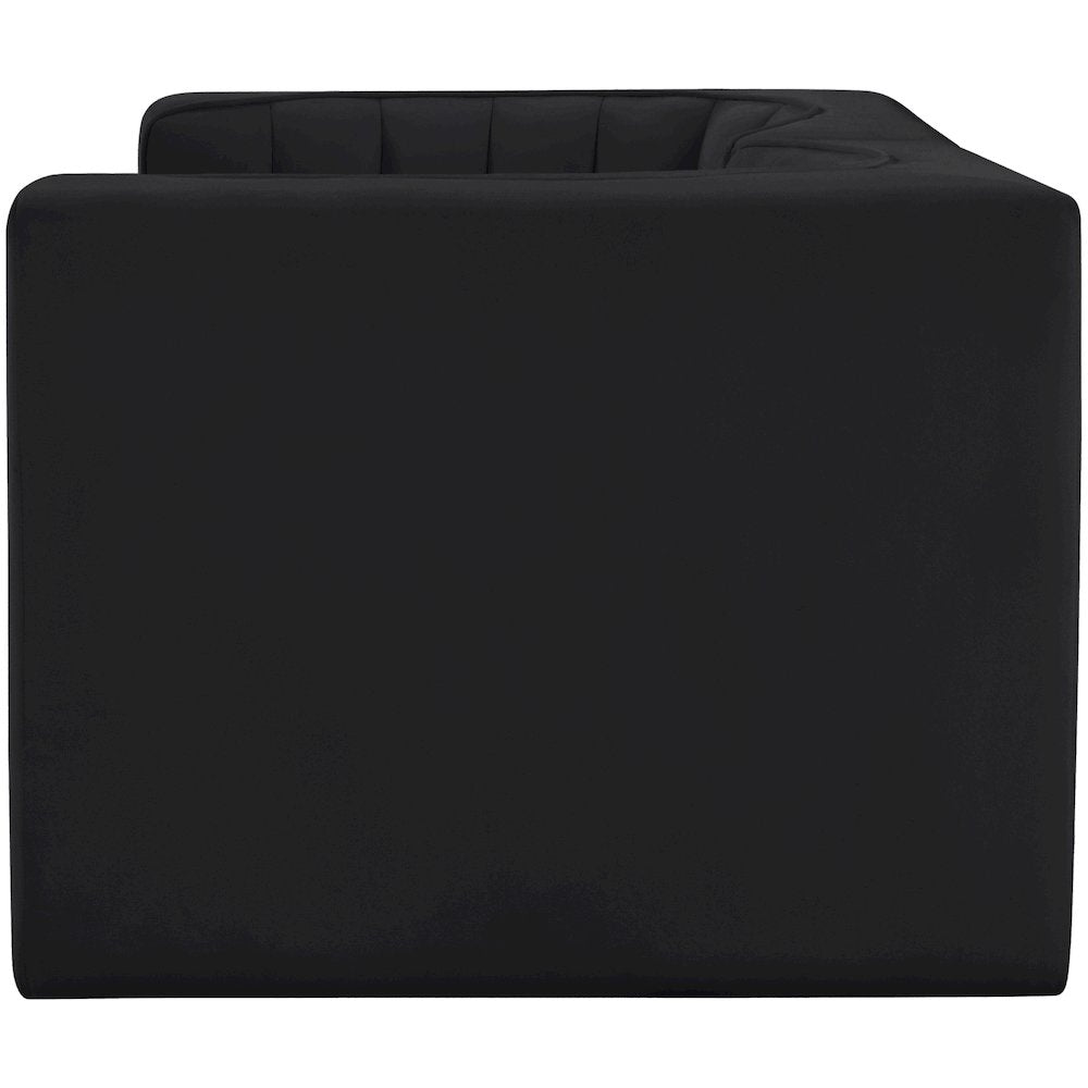 Rummi Black Velvet Performance Fabric Upholstered 2pc. Modular Loveseat