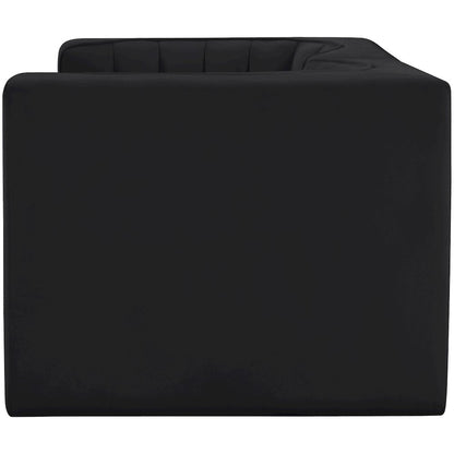 Rummi Black Velvet Performance Fabric Upholstered 2pc. Modular Loveseat