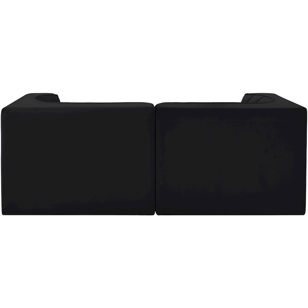 Rummi Black Velvet Performance Fabric Upholstered 2pc. Modular Loveseat
