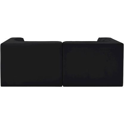 Rummi Black Velvet Performance Fabric Upholstered 2pc. Modular Loveseat