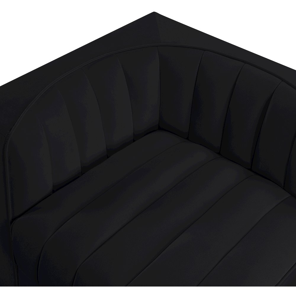 Rummi Black Velvet Performance Fabric Upholstered 2pc. Modular Loveseat
