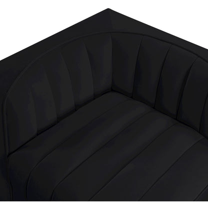 Rummi Black Velvet Performance Fabric Upholstered 2pc. Modular Loveseat