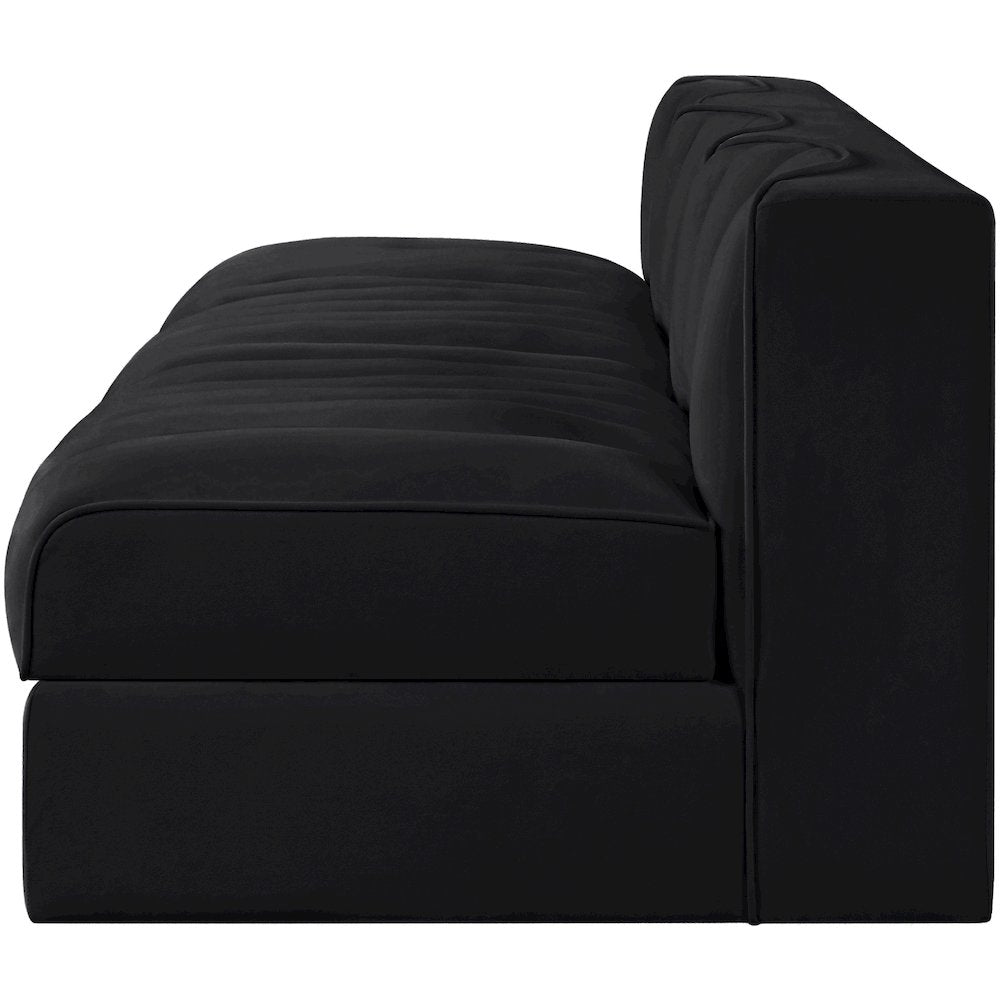 Rummi Black Velvet Performance Fabric Upholstered 3pc. Modular Sofa