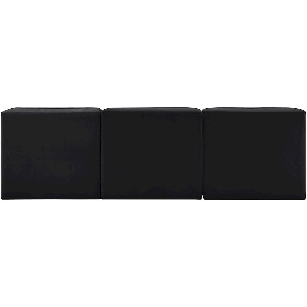 Rummi Black Velvet Performance Fabric Upholstered 3pc. Modular Sofa