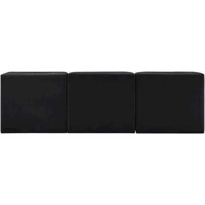 Rummi Black Velvet Performance Fabric Upholstered 3pc. Modular Sofa
