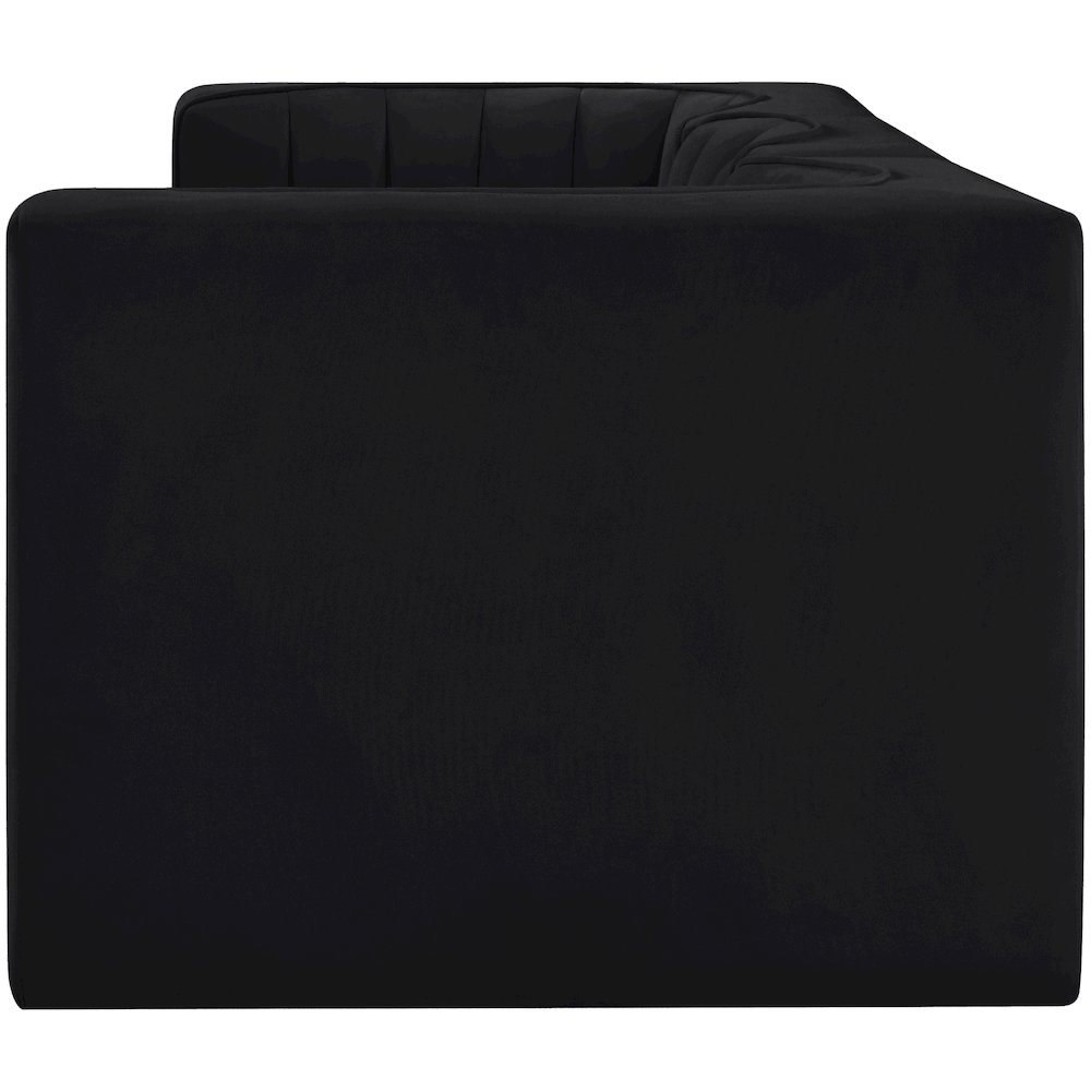 Rummi Black Velvet Performance Fabric Upholstered 3pc. Modular Sofa
