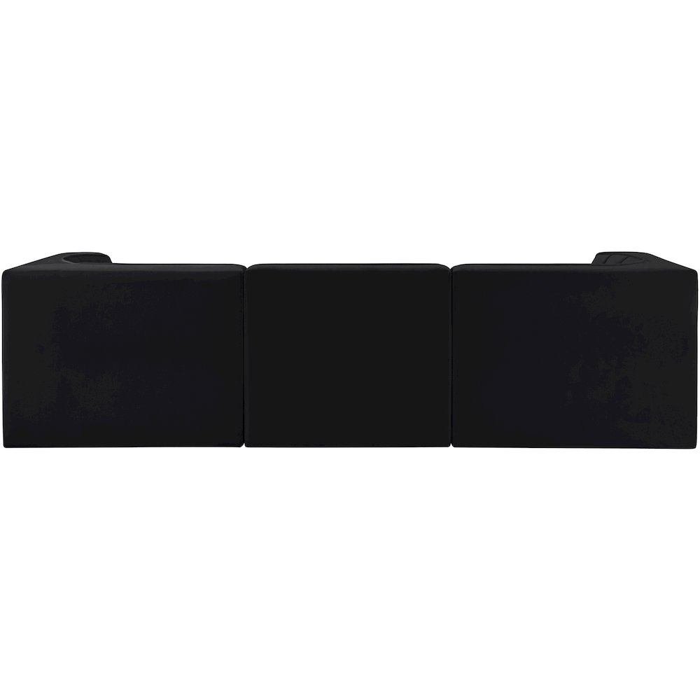 Rummi Black Velvet Performance Fabric Upholstered 3pc. Modular Sofa