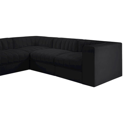Rummi Black Velvet Performance Fabric Upholstered 10pc. Modular Sectional