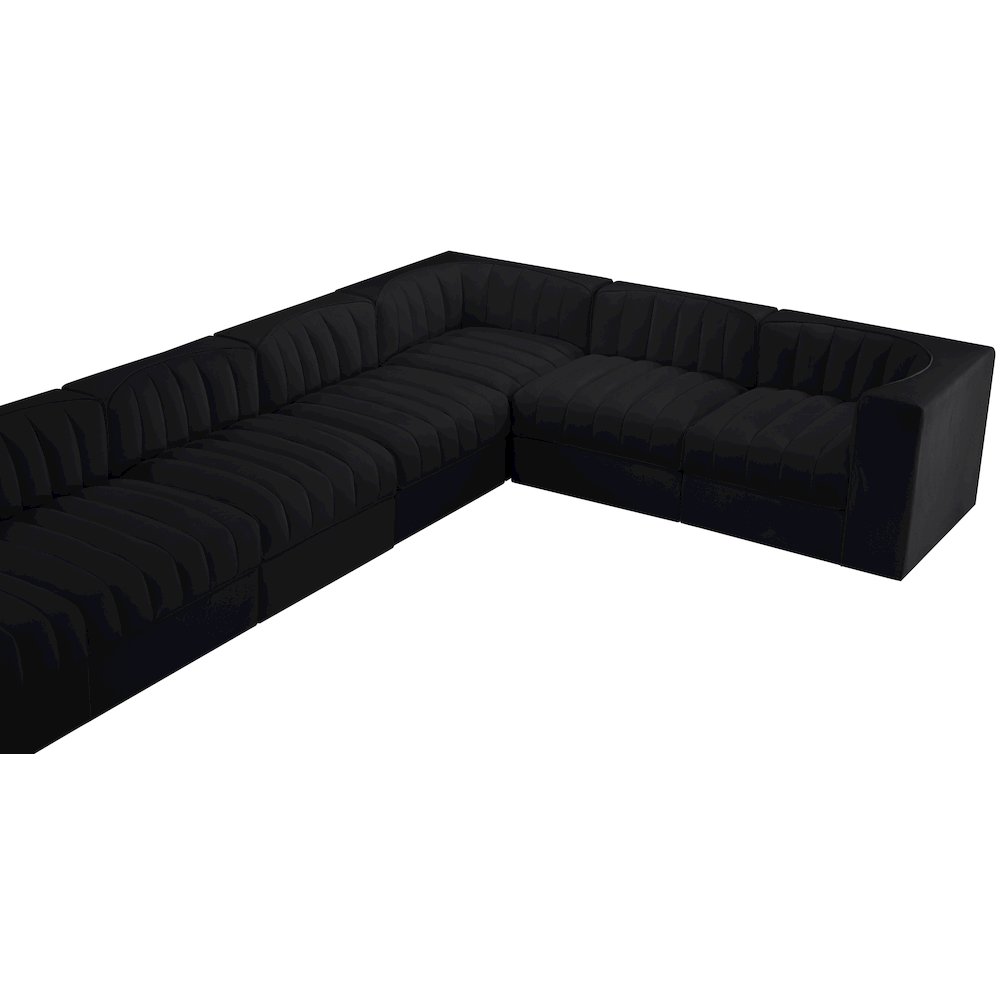 Rummi Black Velvet Performance Fabric Upholstered 10pc. Modular Sectional