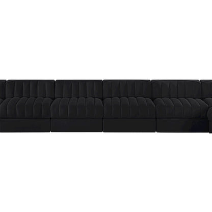 Rummi Black Velvet Performance Fabric Upholstered 10pc. Modular Sectional
