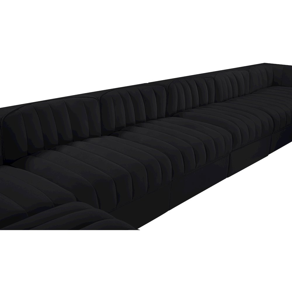 Rummi Black Velvet Performance Fabric Upholstered 10pc. Modular Sectional