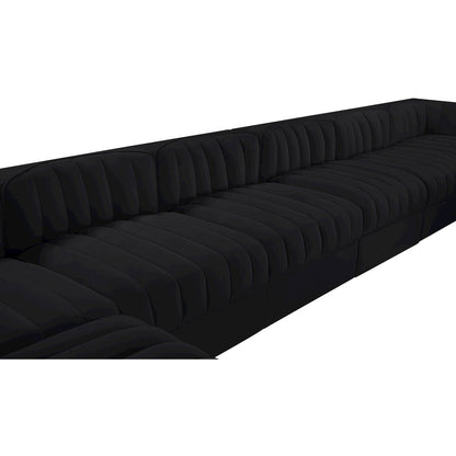 Rummi Black Velvet Performance Fabric Upholstered 10pc. Modular Sectional