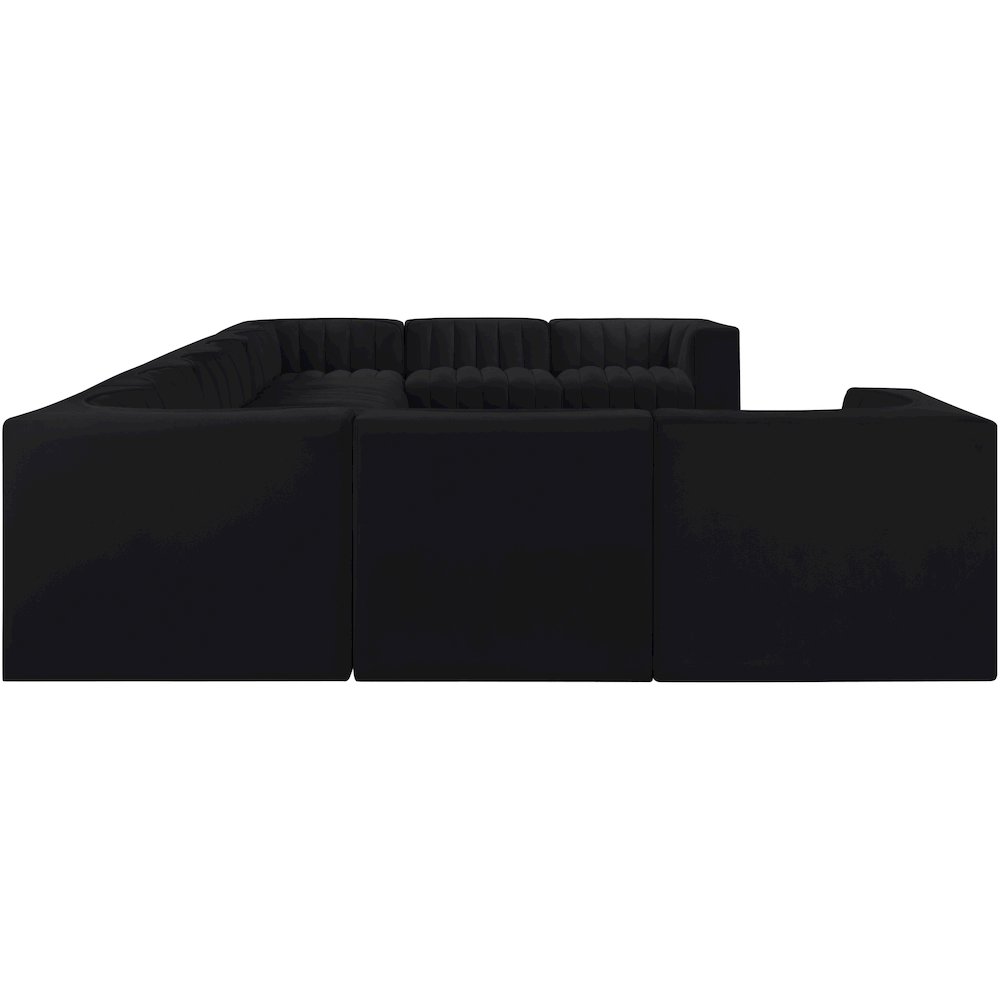 Rummi Black Velvet Performance Fabric Upholstered 10pc. Modular Sectional