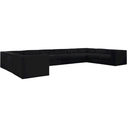 Rummi Black Velvet Performance Fabric Upholstered 10pc. Modular Sectional