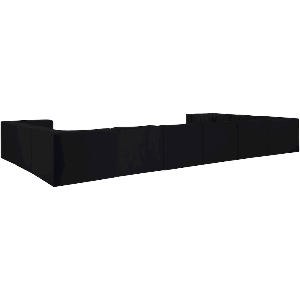 Rummi Black Velvet Performance Fabric Upholstered 10pc. Modular Sectional