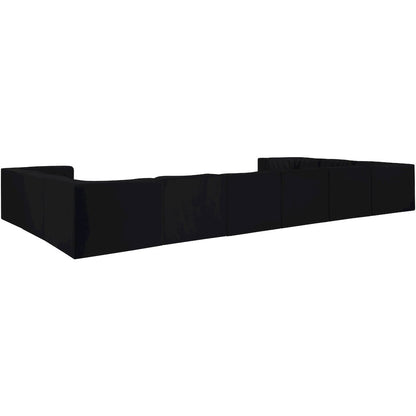Rummi Black Velvet Performance Fabric Upholstered 10pc. Modular Sectional