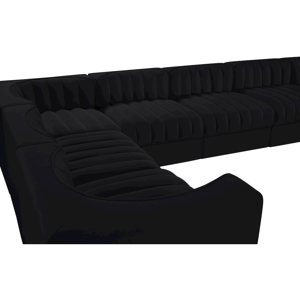 Rummi Black Velvet Performance Fabric Upholstered 10pc. Modular Sectional