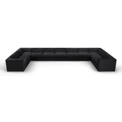 Rummi Black Velvet Performance Fabric Upholstered 11pc. Modular Sectional