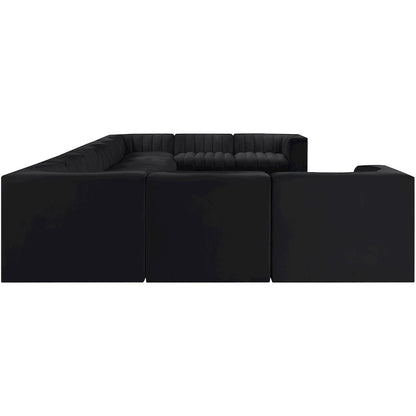 Rummi Black Velvet Performance Fabric Upholstered 11pc. Modular Sectional